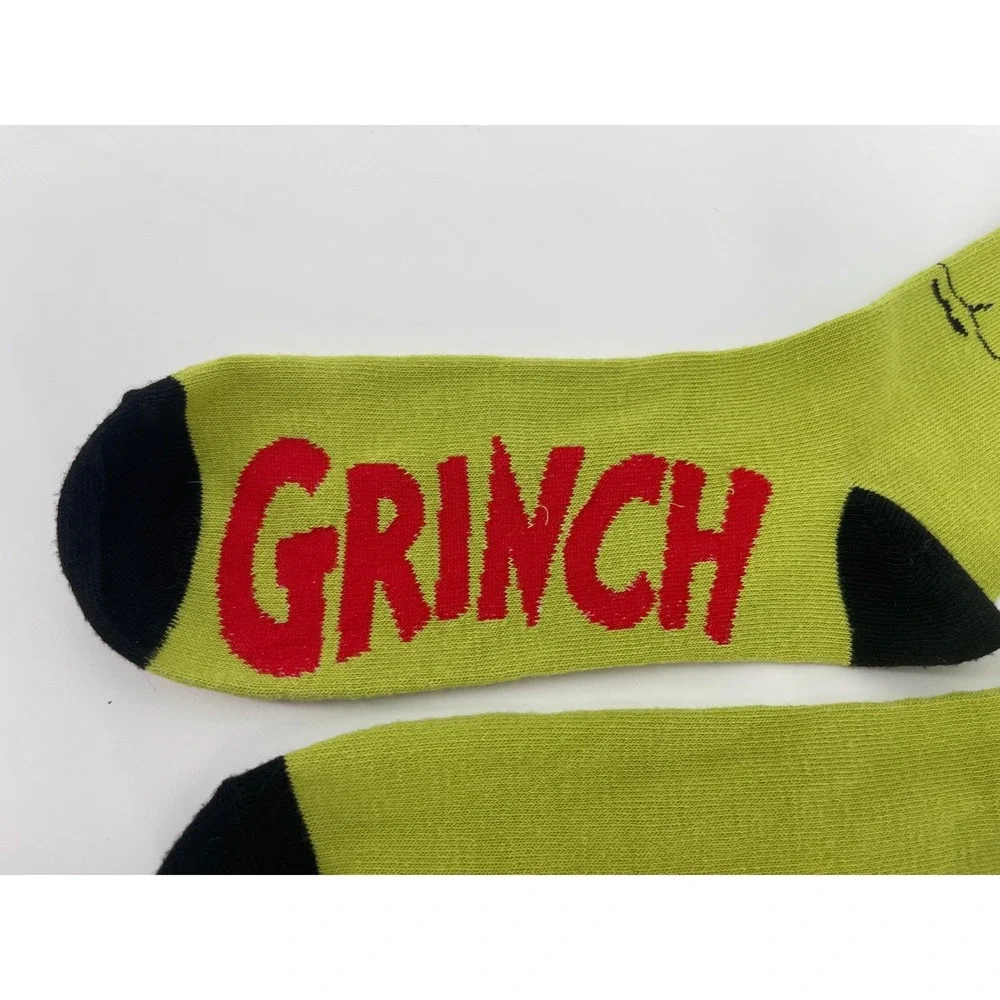 Dr. Seuss Grinch Crew Socks One Size Green Excellent Holiday Character 2023